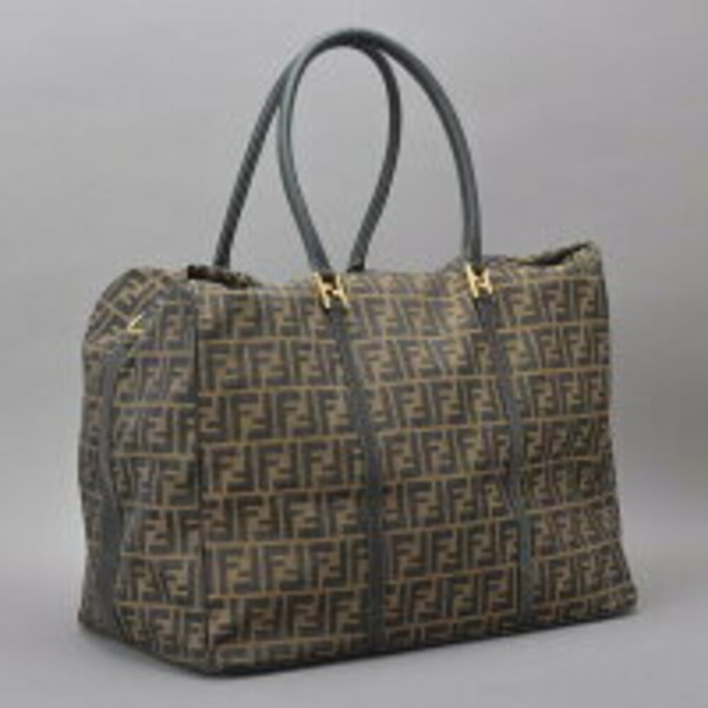 FENDI Zucca Boston bag shoulder lock jacquard leather brown black - Picture 3 of 10